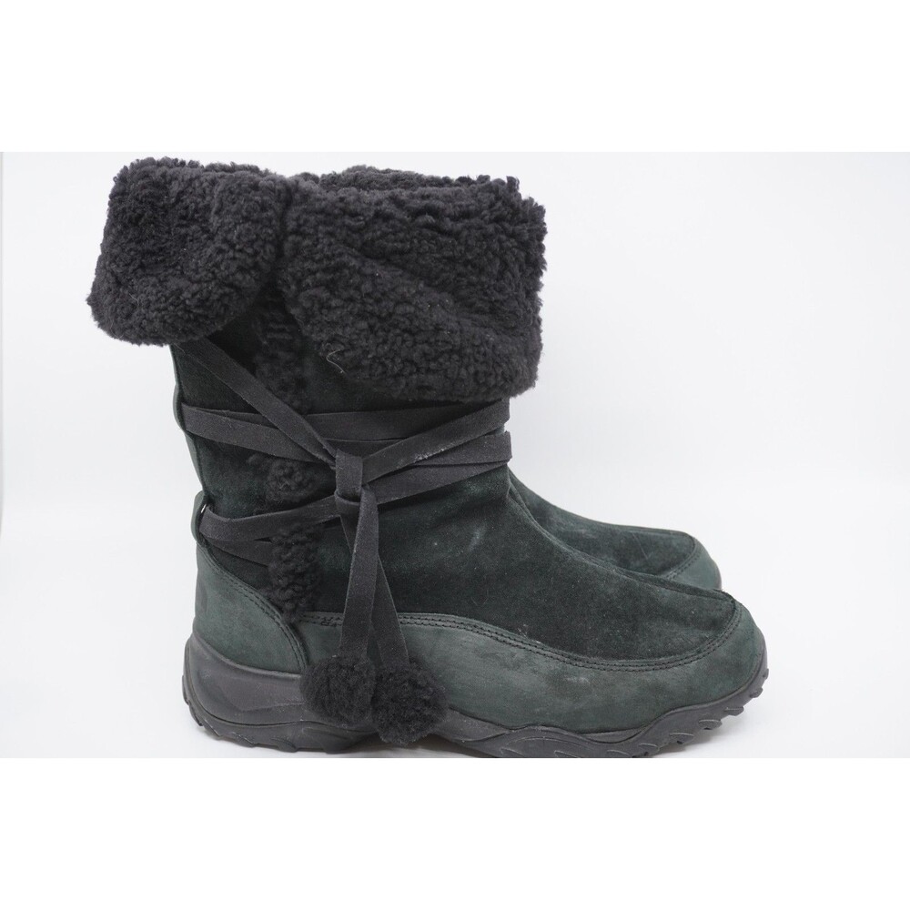 The North Face Winter Boots Women 9 Black Suede Zip Mid Calf Shearling Primaloft